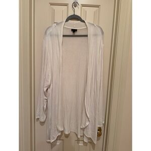 J. Jill Wearever Cardigan Womens 4X Ivory Open Front Long Sleeve Draped Knit